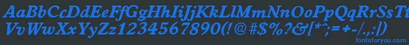 WorcesterserialXboldItalic Font – Blue Fonts on Black Background