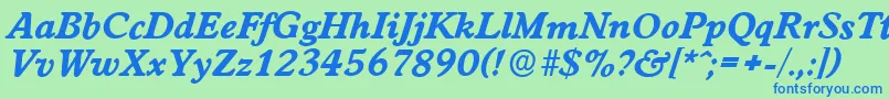 WorcesterserialXboldItalic Font – Blue Fonts on Green Background