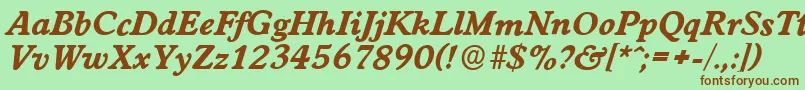 WorcesterserialXboldItalic Font – Brown Fonts on Green Background