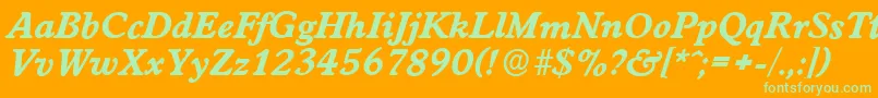 WorcesterserialXboldItalic Font – Green Fonts on Orange Background