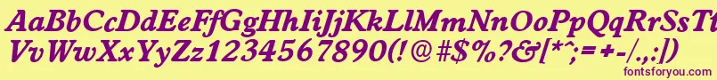 WorcesterserialXboldItalic Font – Purple Fonts on Yellow Background