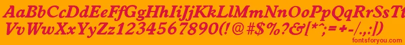WorcesterserialXboldItalic Font – Red Fonts on Orange Background
