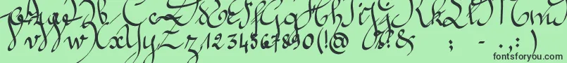 フォントJeannette – 緑の背景に黒い文字