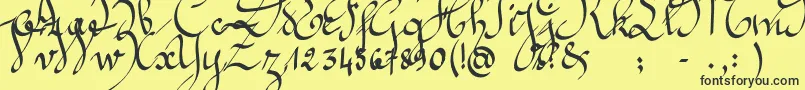 Jeannette Font – Black Fonts on Yellow Background