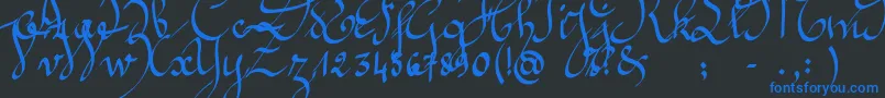 Jeannette Font – Blue Fonts on Black Background