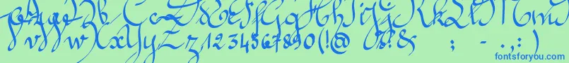 Jeannette Font – Blue Fonts on Green Background