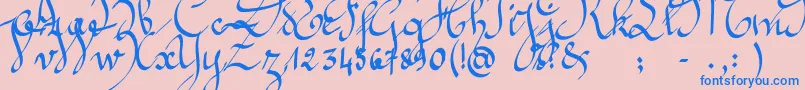 Jeannette-Schriftart – Blaue Schriften auf rosa Hintergrund