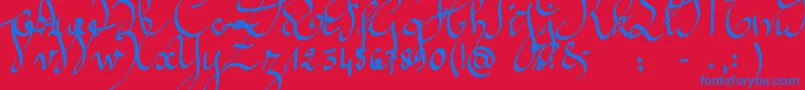Jeannette-Schriftart – Blaue Schriften auf rotem Hintergrund