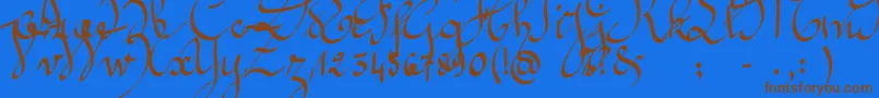 Jeannette-Schriftart – Braune Schriften auf blauem Hintergrund