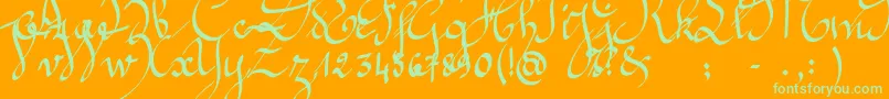 Jeannette Font – Green Fonts on Orange Background