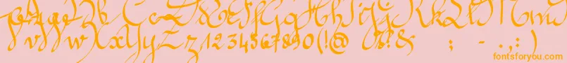 Jeannette-Schriftart – Orangefarbene Schriften auf rosa Hintergrund