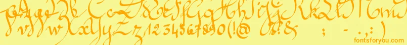 Jeannette Font – Orange Fonts on Yellow Background