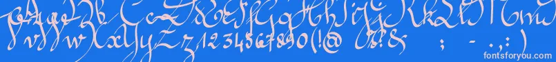 Jeannette Font – Pink Fonts on Blue Background