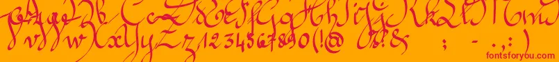 Jeannette Font – Red Fonts on Orange Background
