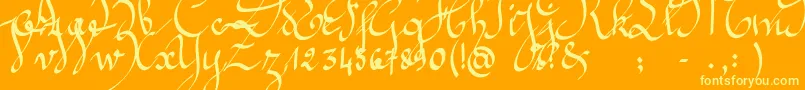 Jeannette-Schriftart – Gelbe Schriften auf orangefarbenem Hintergrund