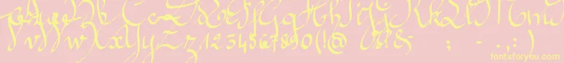 Jeannette-Schriftart – Gelbe Schriften auf rosa Hintergrund