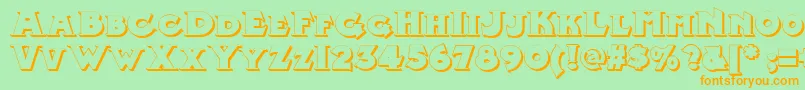 Midlandrailshadow-Schriftart – Orangefarbene Schriften auf grünem Hintergrund