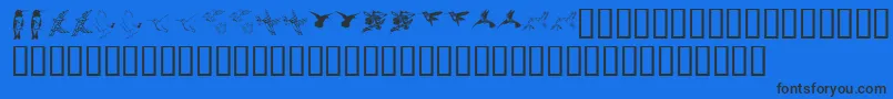 Шрифт Kr Renees Hummingbirds Two – чёрные шрифты на синем фоне