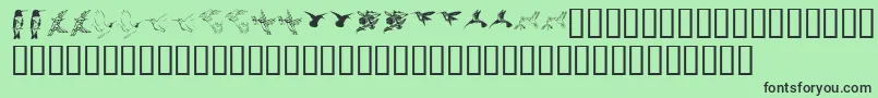 Шрифт Kr Renees Hummingbirds Two – чёрные шрифты на зелёном фоне