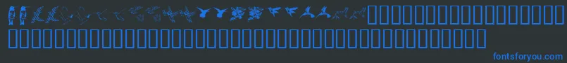 Шрифт Kr Renees Hummingbirds Two – синие шрифты на чёрном фоне