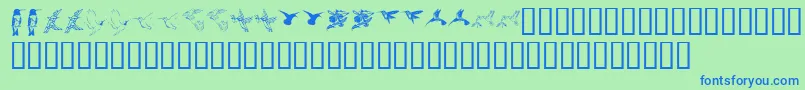 Czcionka Kr Renees Hummingbirds Two – niebieskie czcionki na zielonym tle
