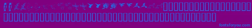 Kr Renees Hummingbirds Two-Schriftart – Blaue Schriften auf violettem Hintergrund