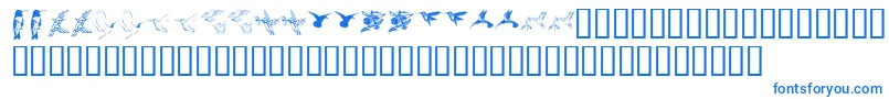 fuente Kr Renees Hummingbirds Two – Fuentes Azules Sobre Fondo Blanco