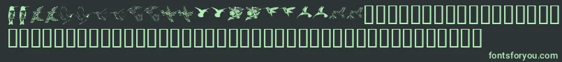 Шрифт Kr Renees Hummingbirds Two – зелёные шрифты на чёрном фоне