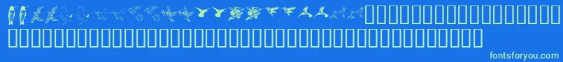フォントKr Renees Hummingbirds Two – 青い背景に緑のフォント