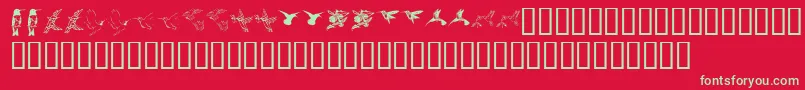 Kr Renees Hummingbirds Two-Schriftart – Grüne Schriften auf rotem Hintergrund