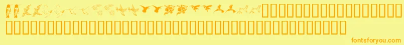 Шрифт Kr Renees Hummingbirds Two – оранжевые шрифты на жёлтом фоне