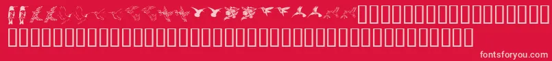 フォントKr Renees Hummingbirds Two – 赤い背景にピンクのフォント