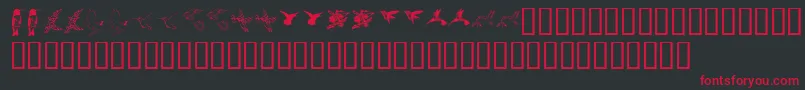 Шрифт Kr Renees Hummingbirds Two – красные шрифты на чёрном фоне