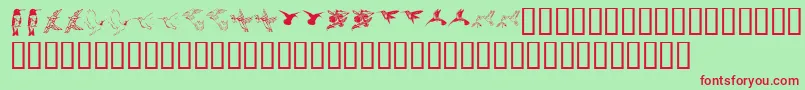 Kr Renees Hummingbirds Two Font – Red Fonts on Green Background