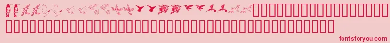 Fonte Kr Renees Hummingbirds Two – fontes vermelhas em um fundo rosa
