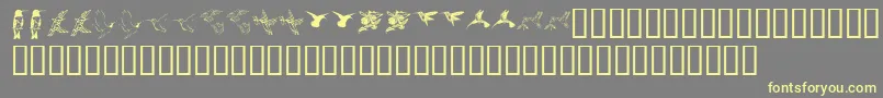 フォントKr Renees Hummingbirds Two – 黄色のフォント、灰色の背景
