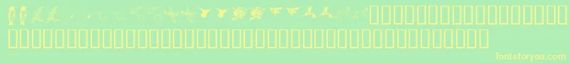 Kr Renees Hummingbirds Two Font – Yellow Fonts on Green Background