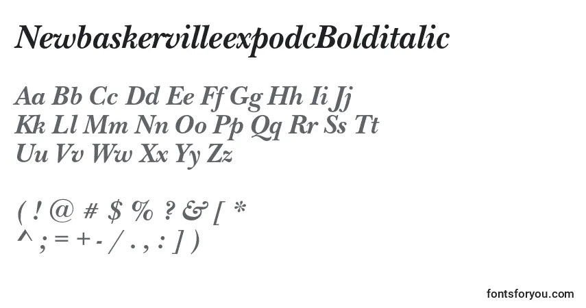 Schriftart NewbaskervilleexpodcBolditalic – Alphabet, Zahlen, spezielle Symbole