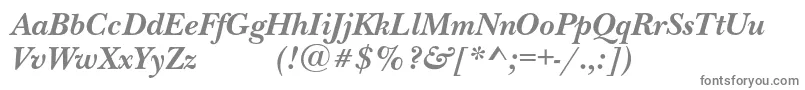 NewbaskervilleexpodcBolditalic-fontti – harmaat kirjasimet valkoisella taustalla
