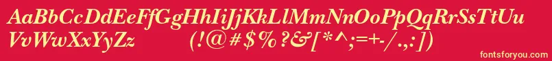 NewbaskervilleexpodcBolditalic-Schriftart – Gelbe Schriften auf rotem Hintergrund