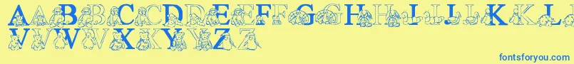LmsTyBabies-fontti – siniset fontit keltaisella taustalla