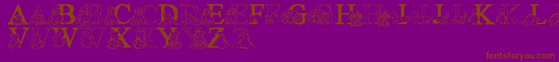 フォントLmsTyBabies – 紫色の背景に茶色のフォント