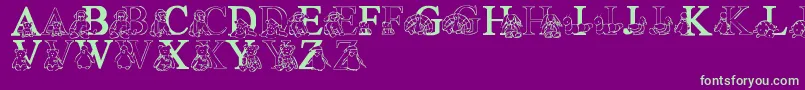 フォントLmsTyBabies – 紫の背景に緑のフォント