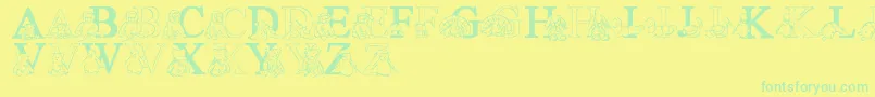 フォントLmsTyBabies – 黄色い背景に緑の文字
