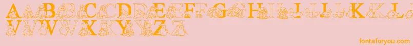 Fonte LmsTyBabies – fontes laranjas em um fundo rosa