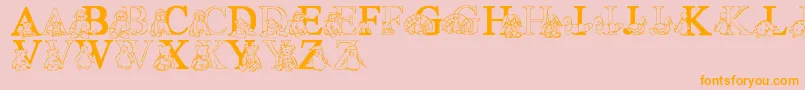 LmsTyBabies-Schriftart – Orangefarbene Schriften auf rosa Hintergrund