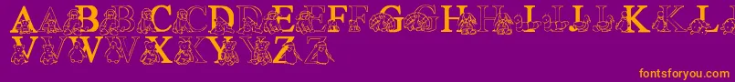 フォントLmsTyBabies – 紫色の背景にオレンジのフォント
