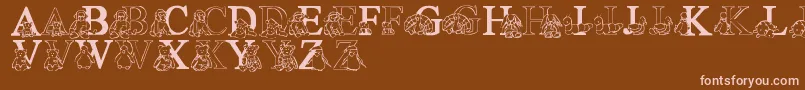 LmsTyBabies-fontti – vaaleanpunaiset fontit ruskealla taustalla