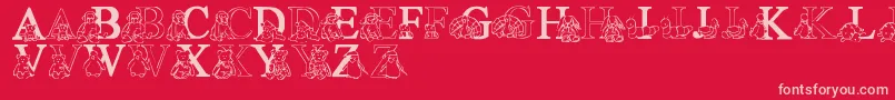 LmsTyBabies-fontti – vaaleanpunaiset fontit punaisella taustalla