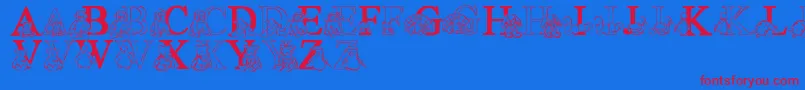 フォントLmsTyBabies – 赤い文字の青い背景